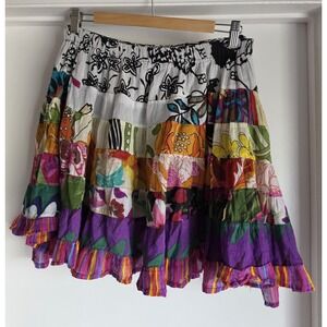 Jackpot Women Cotton Patchwork Mini Skirt Free Size Boho Casual Multicolor